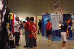 Pete ordering more brochures to hand out to visitors to the booth. 